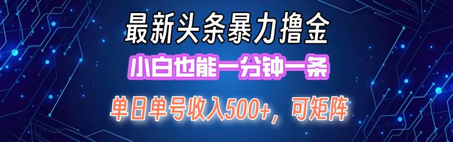 （12380期）最新暴力头条掘金日入500+，矩阵操作日入2000+ ，小白也能轻松上手！|无忧资源社