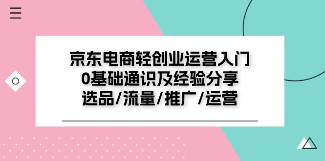 （11569期）京东电商-轻创业运营入门0基础通识及经验分享：选品/流量/推广/运营|无忧资源社