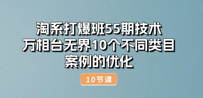 淘系打爆班55期技术：万相台无界10个不同类目案例的优化|无忧资源社