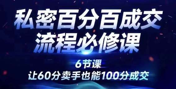 私密百分百成交流程线上训练营，绝对成交，让60分卖手也能100分成交|无忧资源社