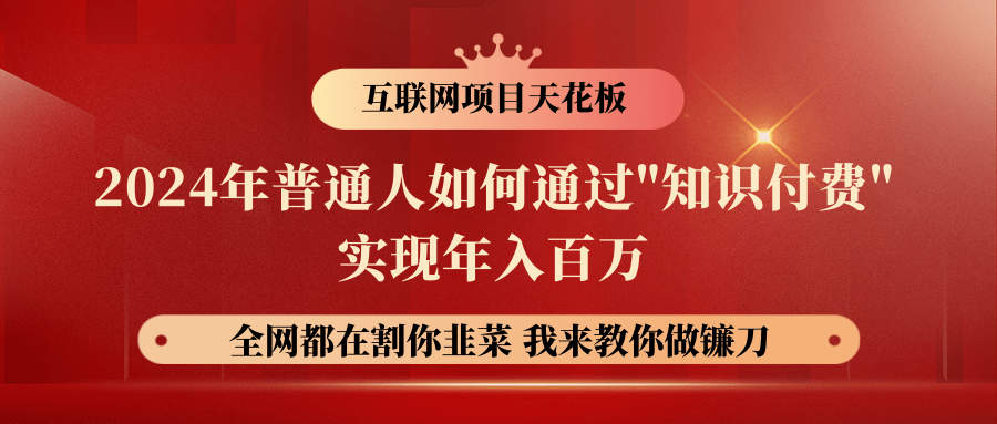 【广告】2024年普通人如何通过”知识付费”月入十万年入百万，实现财富自由|无忧资源社