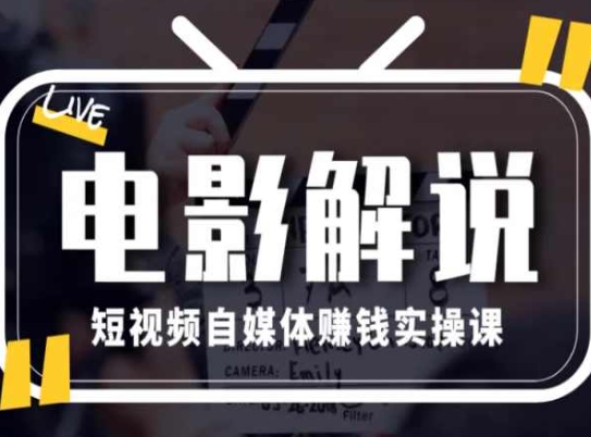 电影解说短视频自媒体赚钱实操课，教你做电影解说短视频，月赚1万|无忧资源社