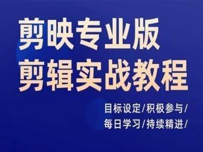 剪映专业版剪辑实战教程，目标设定/积极参与/每日学习/持续精进|无忧资源社