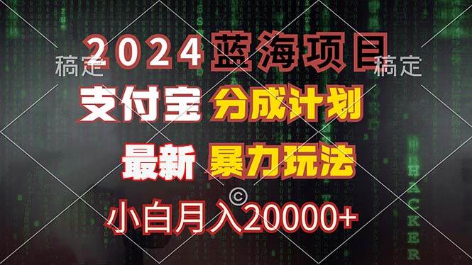 （12339期）2024蓝海项目，支付宝分成计划，暴力玩法，刷爆播放量，小白月入20000+|无忧资源社