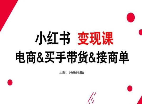 2024年最新小红书变现课，电商&买手带货&接商单，从0到1，小白高效轻创业_无忧资源社|无忧资源社
