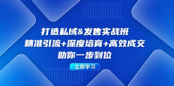 （12642期）打造私域&发售实操班：精准引流+深度培育+高效成交，助你一步到位|无忧资源社