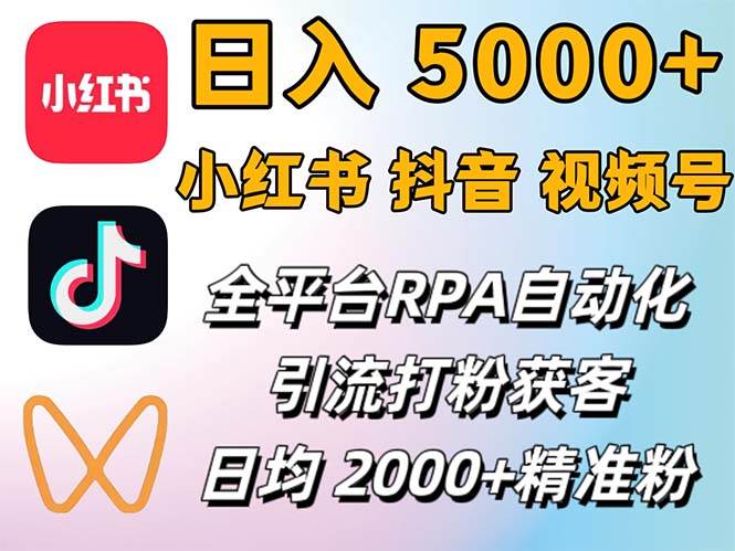 （12421期）小红书、抖音、视频号RPA全自动矩阵引流截流获客工具，日均2000+精准粉丝|无忧资源社